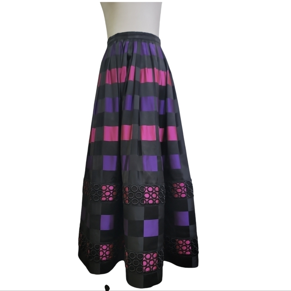Guy Laroche Vintage Satin  check Maxi Skirt (Rare)